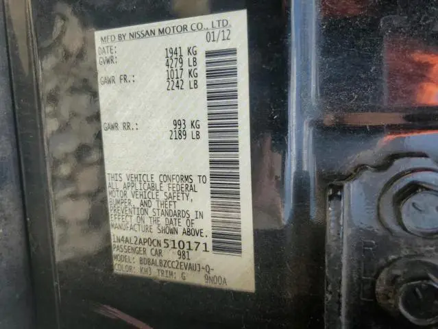 2012 NISSAN ALTIMA BASE  