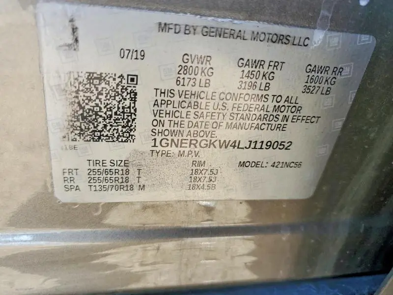 2020 CHEVROLET TRAVERSE LT  