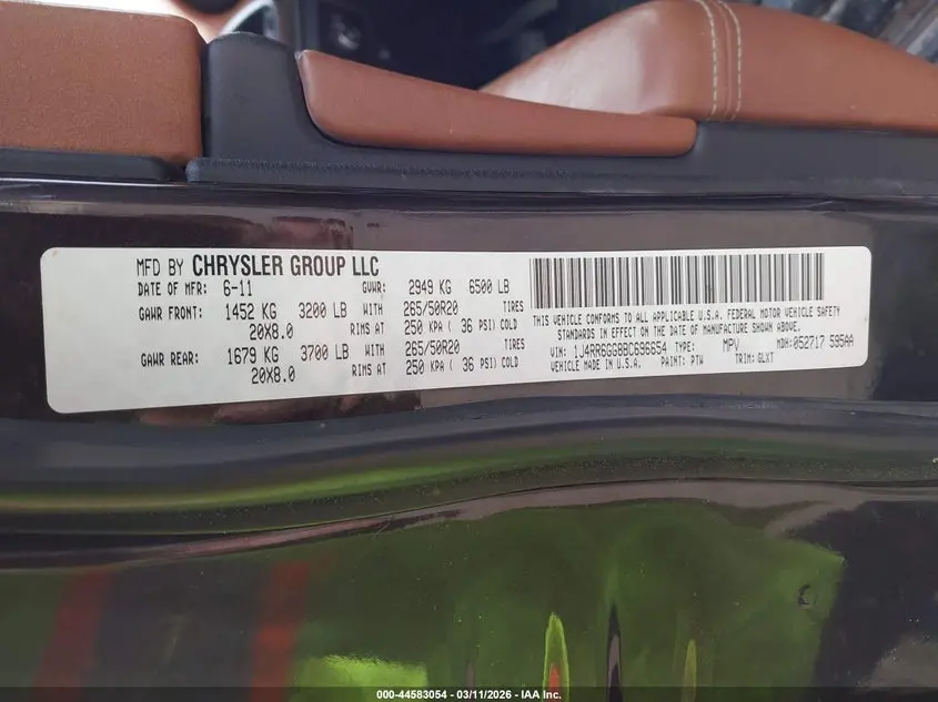 2011 JEEP GRAND CHEROKEE OVERLAND