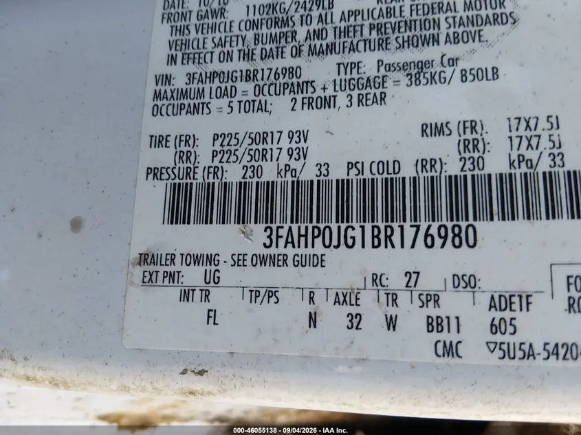 2011 FORD FUSION SEL