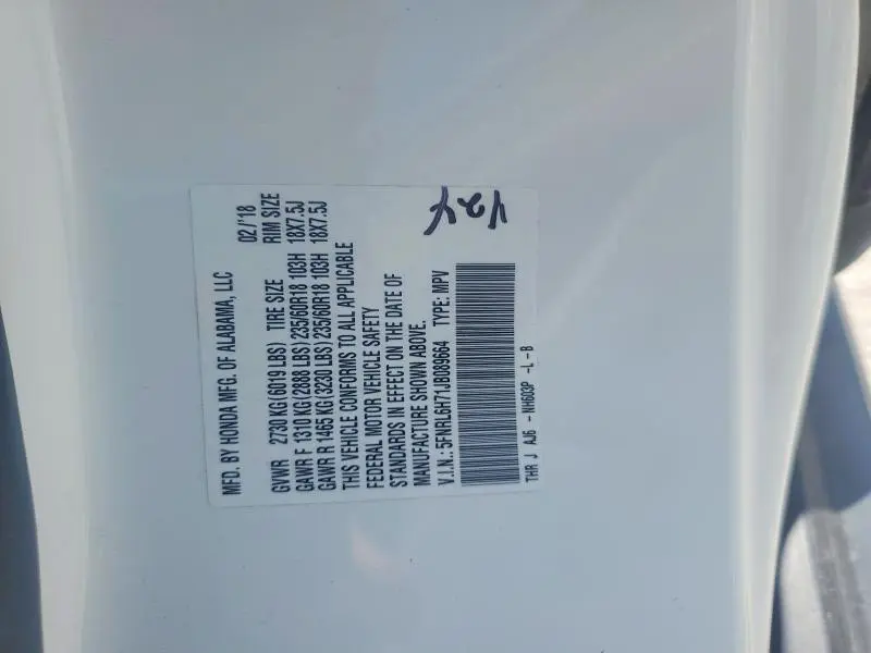 2018 HONDA ODYSSEY EXL  