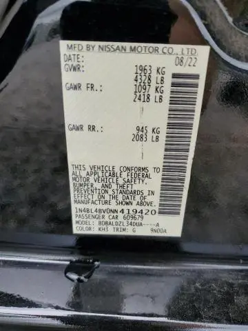 2022 NISSAN ALTIMA S  