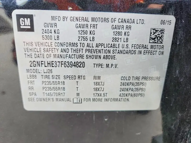 2015 CHEVROLET EQUINOX LTZ  