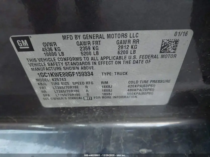 2016 CHEVROLET SILVERADO 2500HD LTZ