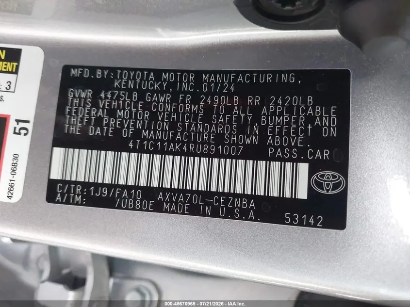2024 TOYOTA CAMRY LE