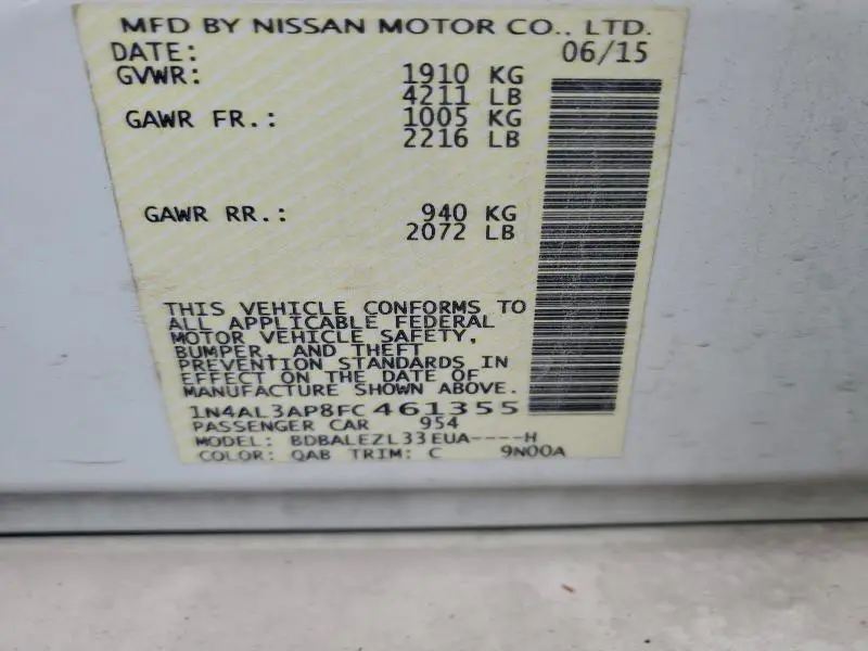 2015 NISSAN ALTIMA 2.5  