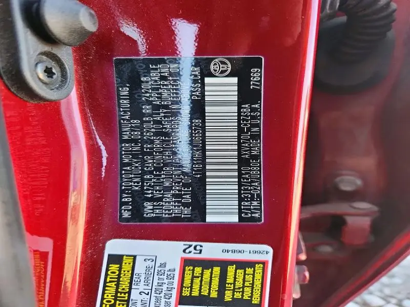 2018 TOYOTA CAMRY SE  
