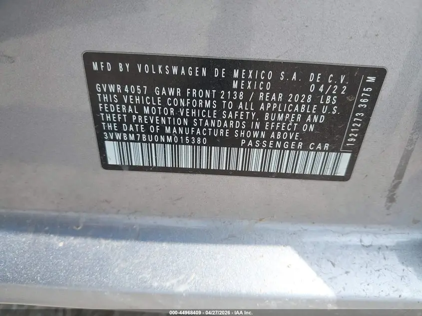 2022 VOLKSWAGEN JETTA 1.5T SPORT