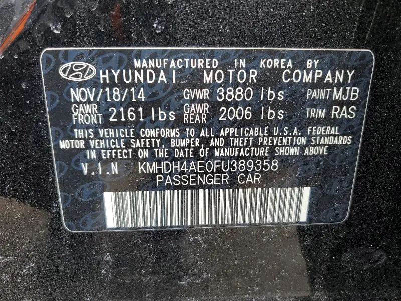 2015 HYUNDAI ELANTRA SE  