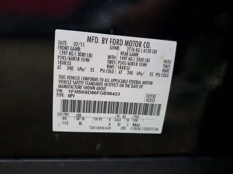 2015 FORD EXPLORER XLT  