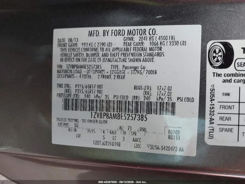 2014 FORD MUSTANG V6