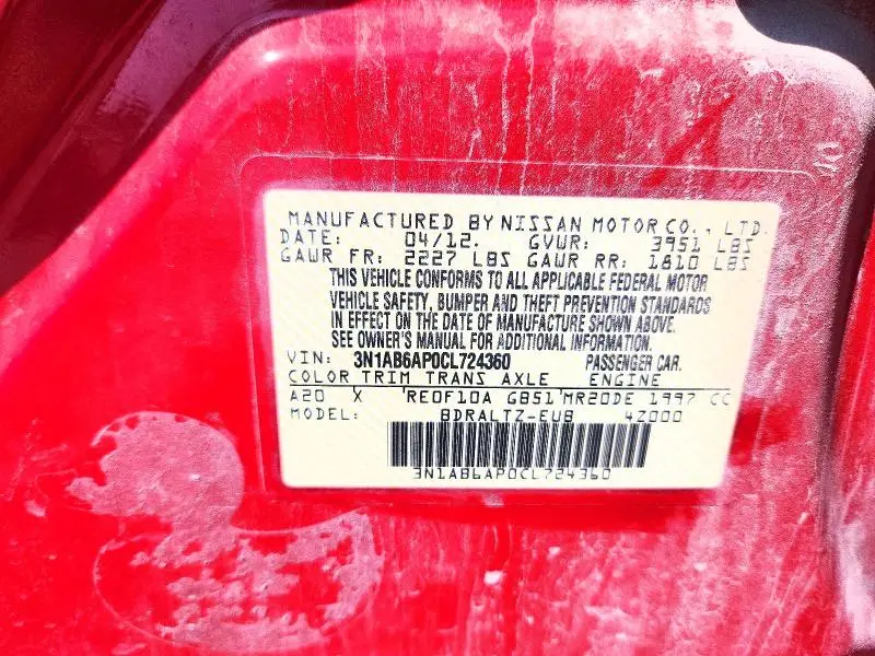 2012 NISSAN SENTRA 2.0  