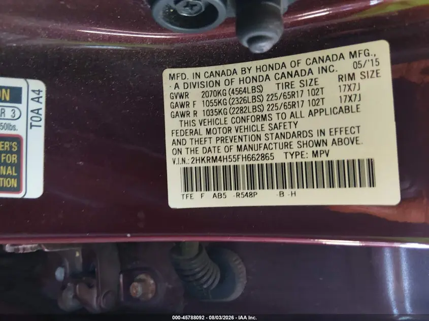 2015 HONDA CR-V EX