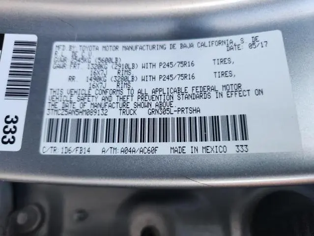 2017 TOYOTA TACOMA DOUBLE CAB  