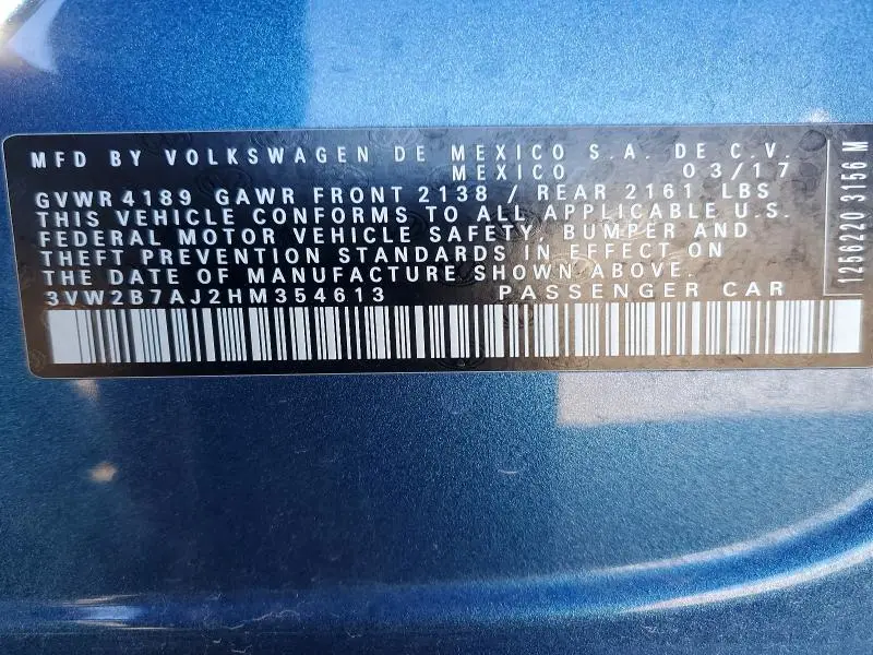 2017 VOLKSWAGEN JETTA S  