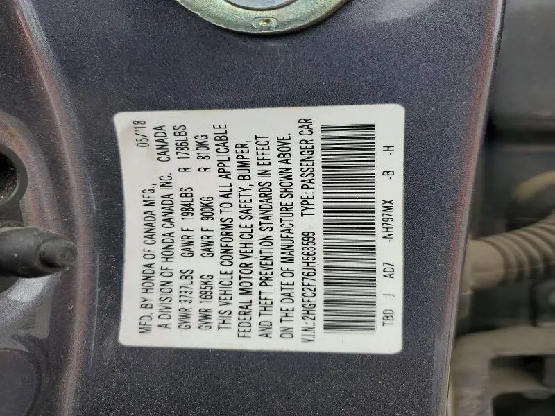 2018 HONDA CIVIC EX  