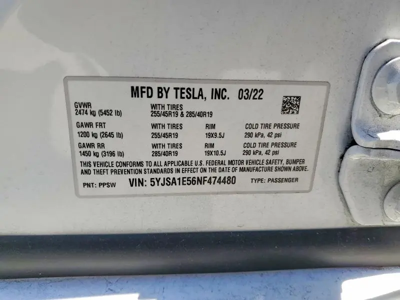 2022 TESLA MODEL S   