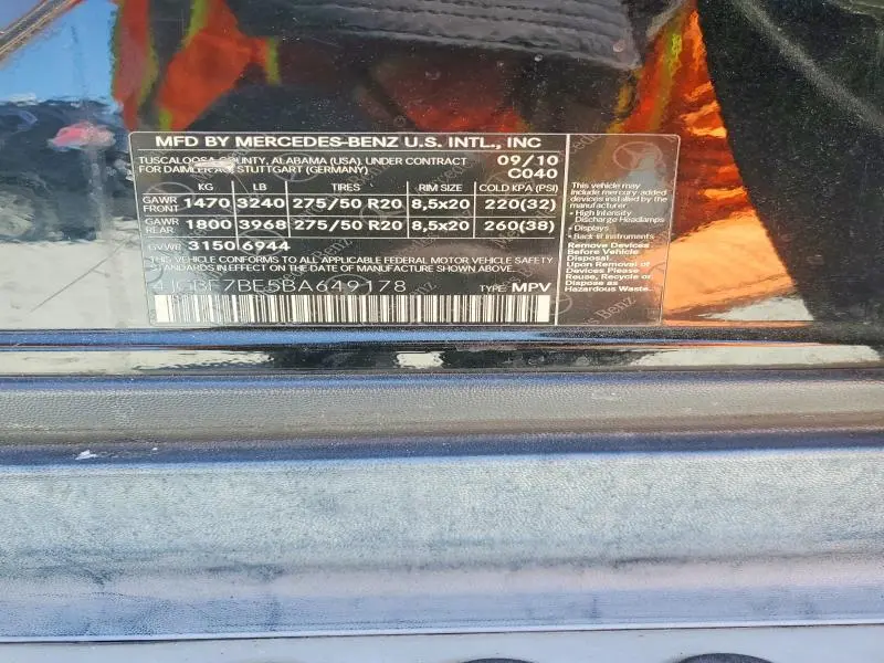 2011 MERCEDES-BENZ GL 450 4MATIC  