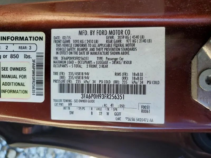 2015 FORD FUSION SE  
