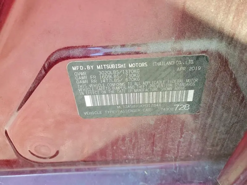 2019 MITSUBISHI MIRAGE LE  