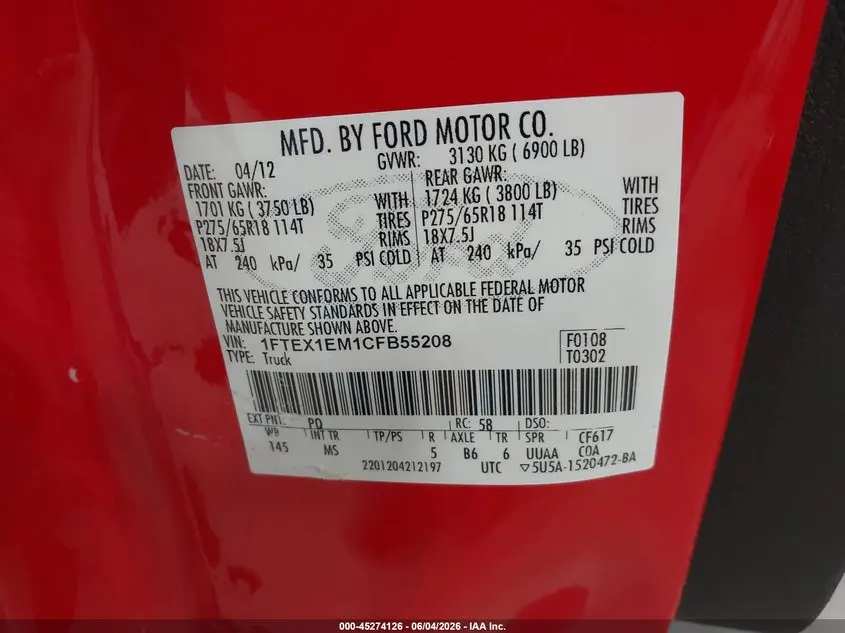2012 FORD F-150 XLT