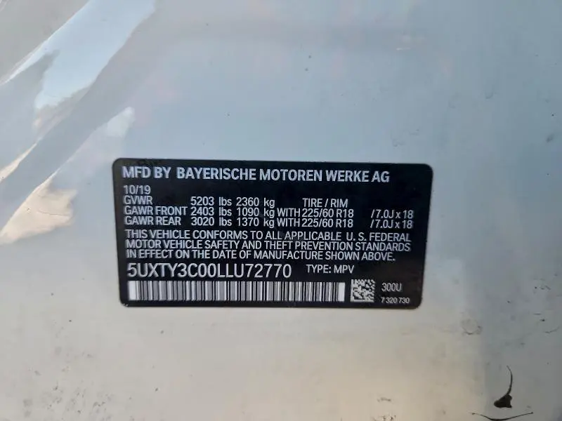 2020 BMW X3 SDRIVE30I  