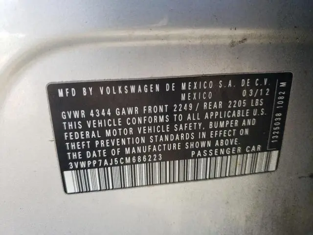 2012 VOLKSWAGEN JETTA S  