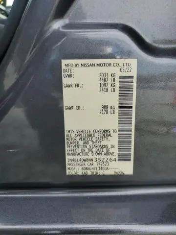 2022 NISSAN ALTIMA SV  