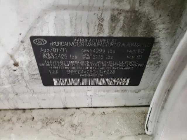 2012 HYUNDAI SONATA GLS  