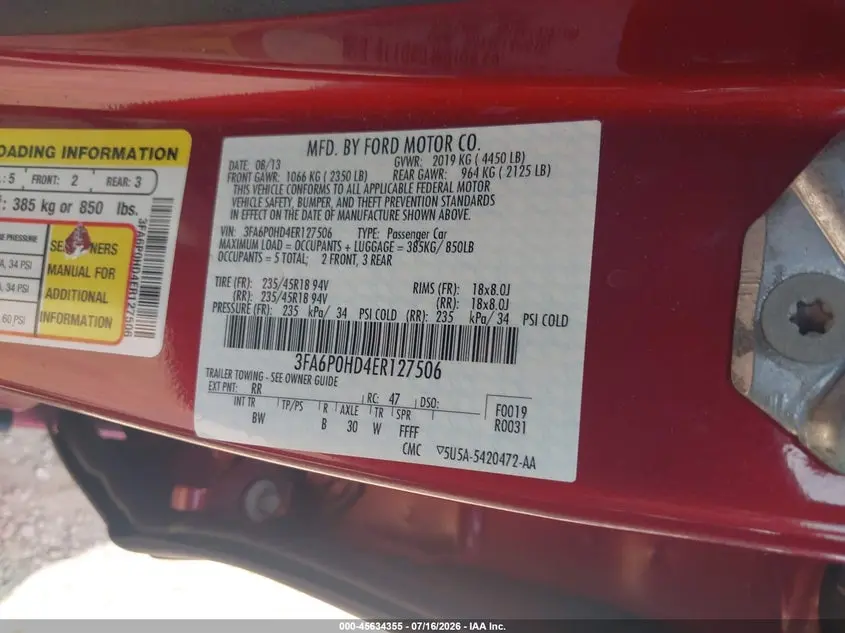 2014 FORD FUSION SE