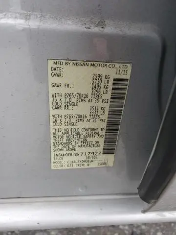 2016 NISSAN FRONTIER S  