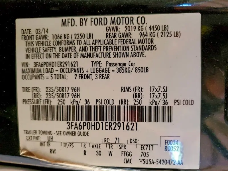 2014 FORD FUSION SE  