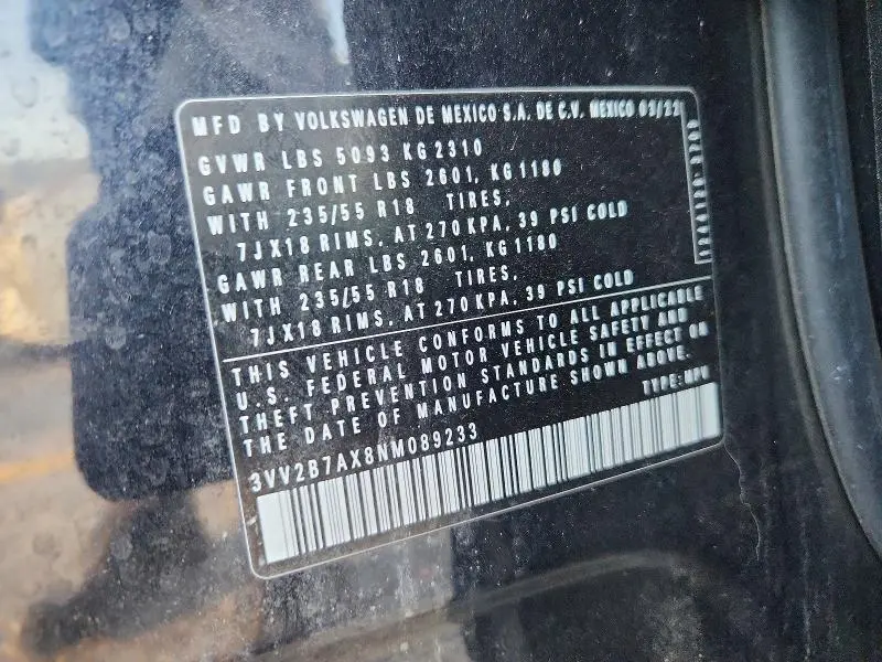 2022 VOLKSWAGEN TIGUAN SE  