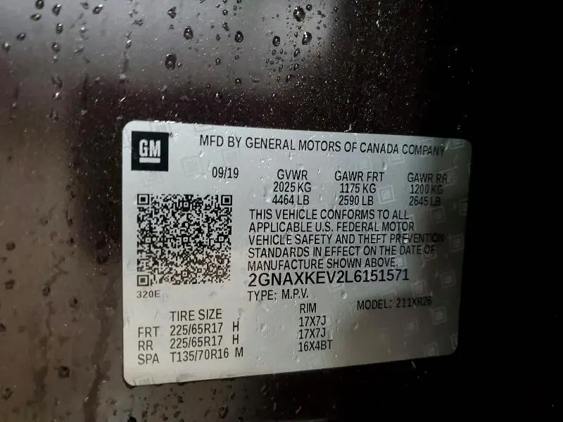 2020 CHEVROLET EQUINOX LT  