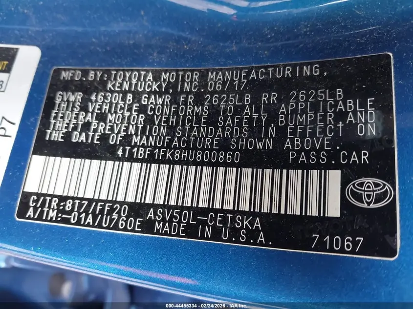 2017 TOYOTA CAMRY LE/XLE/SE/XSE