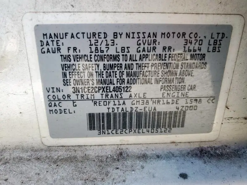 2014 NISSAN VERSA NOTE S  