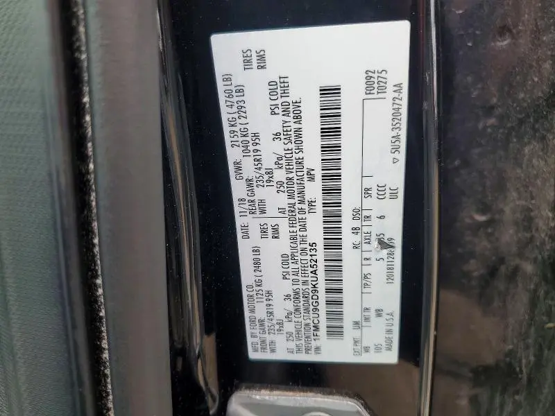 2019 FORD ESCAPE SE  