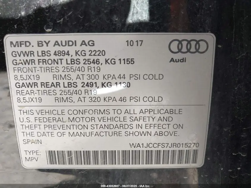 2018 AUDI Q3 2.0T SPORT PREMIUM