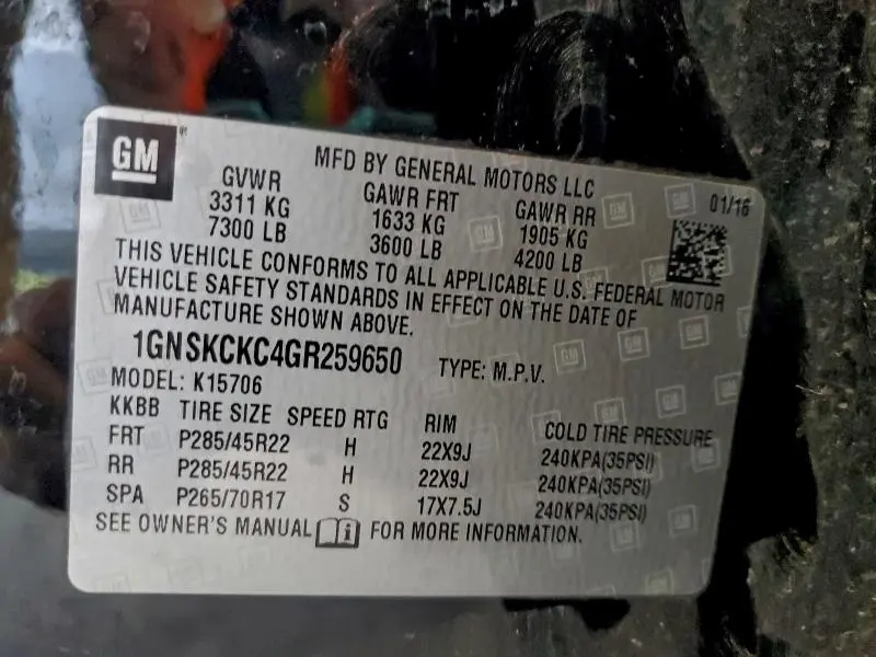 2016 CHEVROLET TAHOE K1500 LTZ  