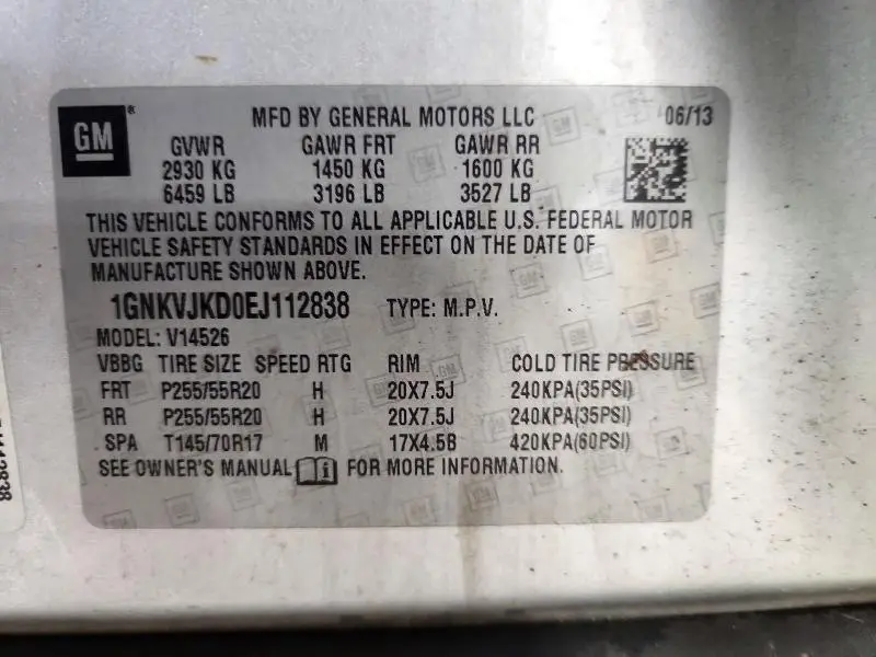 2014 CHEVROLET TRAVERSE LTZ  