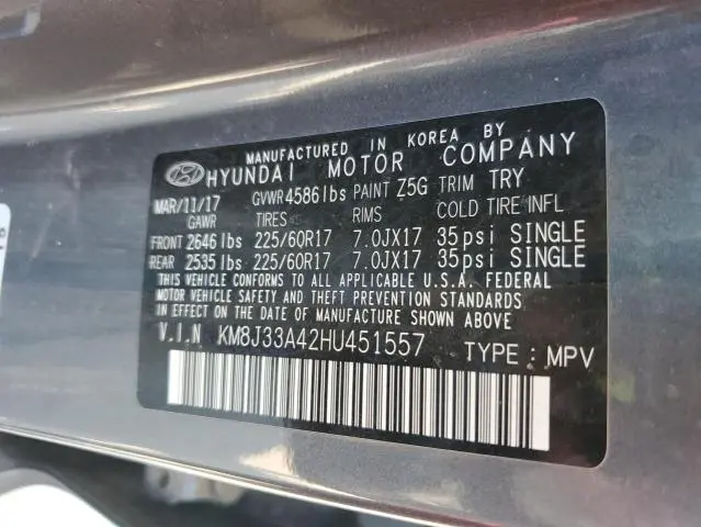 2017 HYUNDAI TUCSON LIMITED  