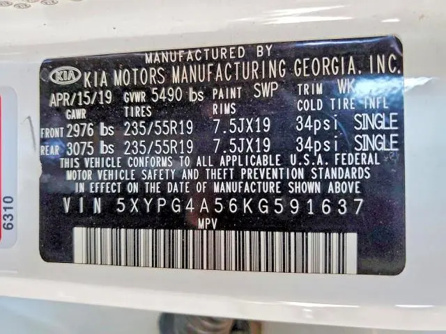 2019 KIA SORENTO S V6  