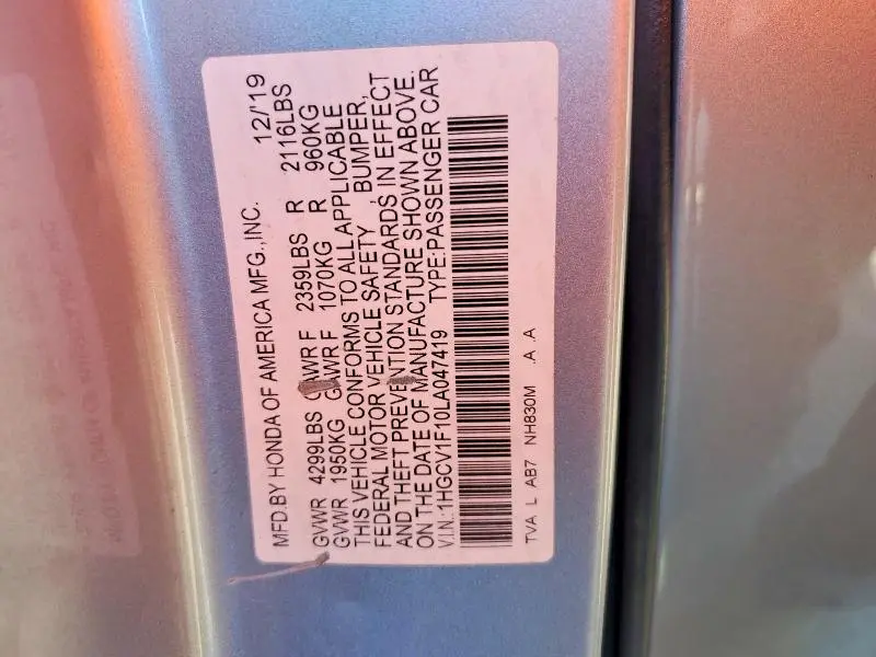 2020 HONDA ACCORD LX  