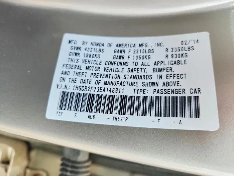 2014 HONDA ACCORD EX  