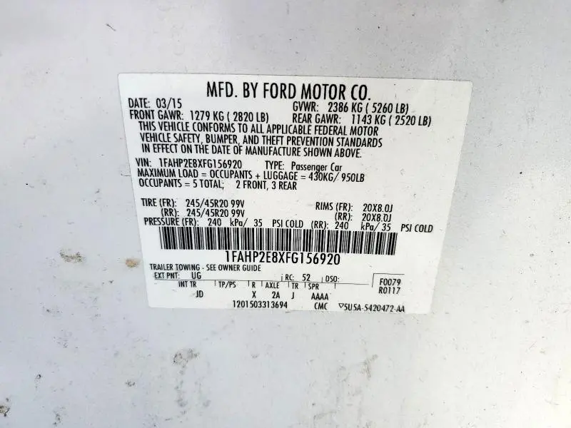 2015 FORD TAURUS SEL  
