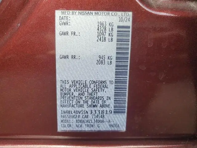 2025 NISSAN ALTIMA SV  