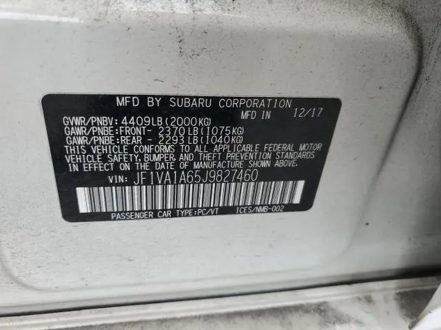 2018 SUBARU WRX   