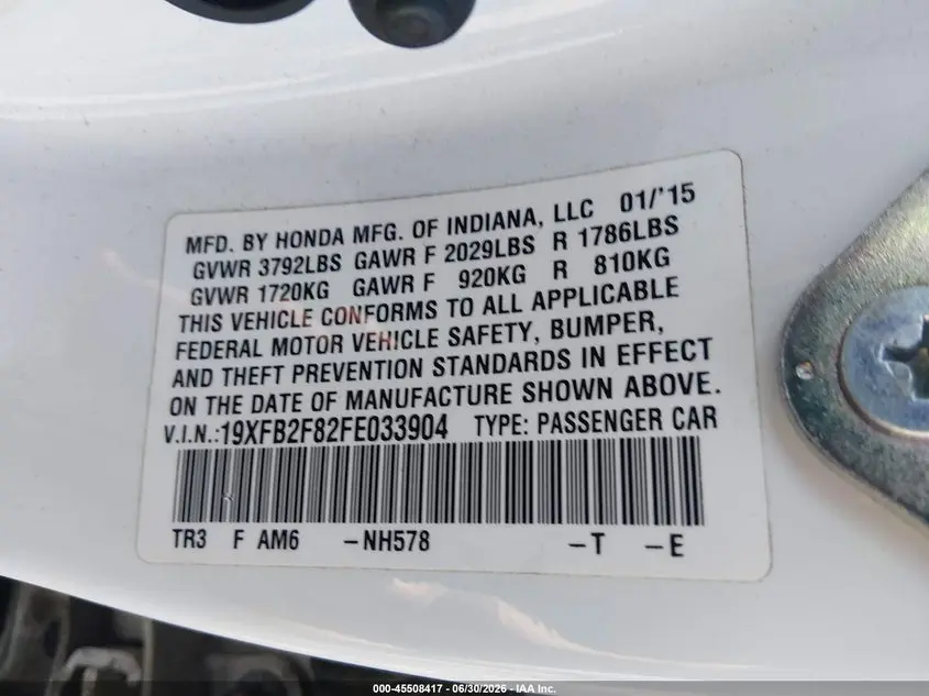 2015 HONDA CIVIC EX