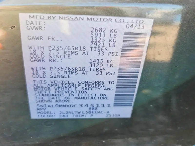 2013 INFINITI JX35 BASE  