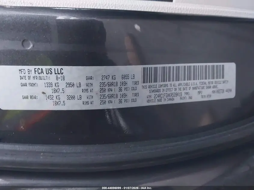 2019 CHRYSLER PACIFICA TOURING PLUS